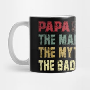 Mens Papa the Man the Myth the Bad Influence Vintage Cat Mug